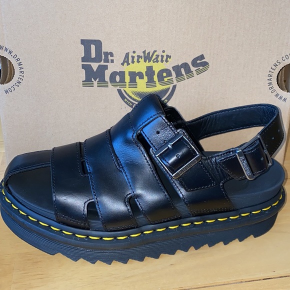 AUTH NIB DR. MARTENS ABEL BLACK PLATFORM SANDAL - Picture 4 of 14